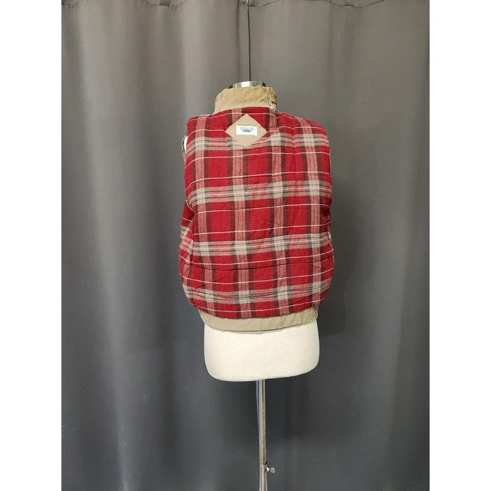 Vintage Willow Bay Vest Tan Utility Flannel Lined‎ Multi-Pocket Workwear Medium